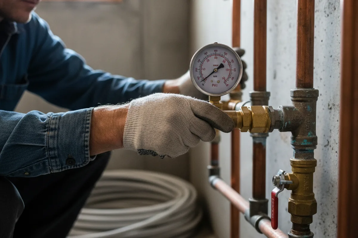 Pressure testing a repaired line during Water Line Repair in Belvidere