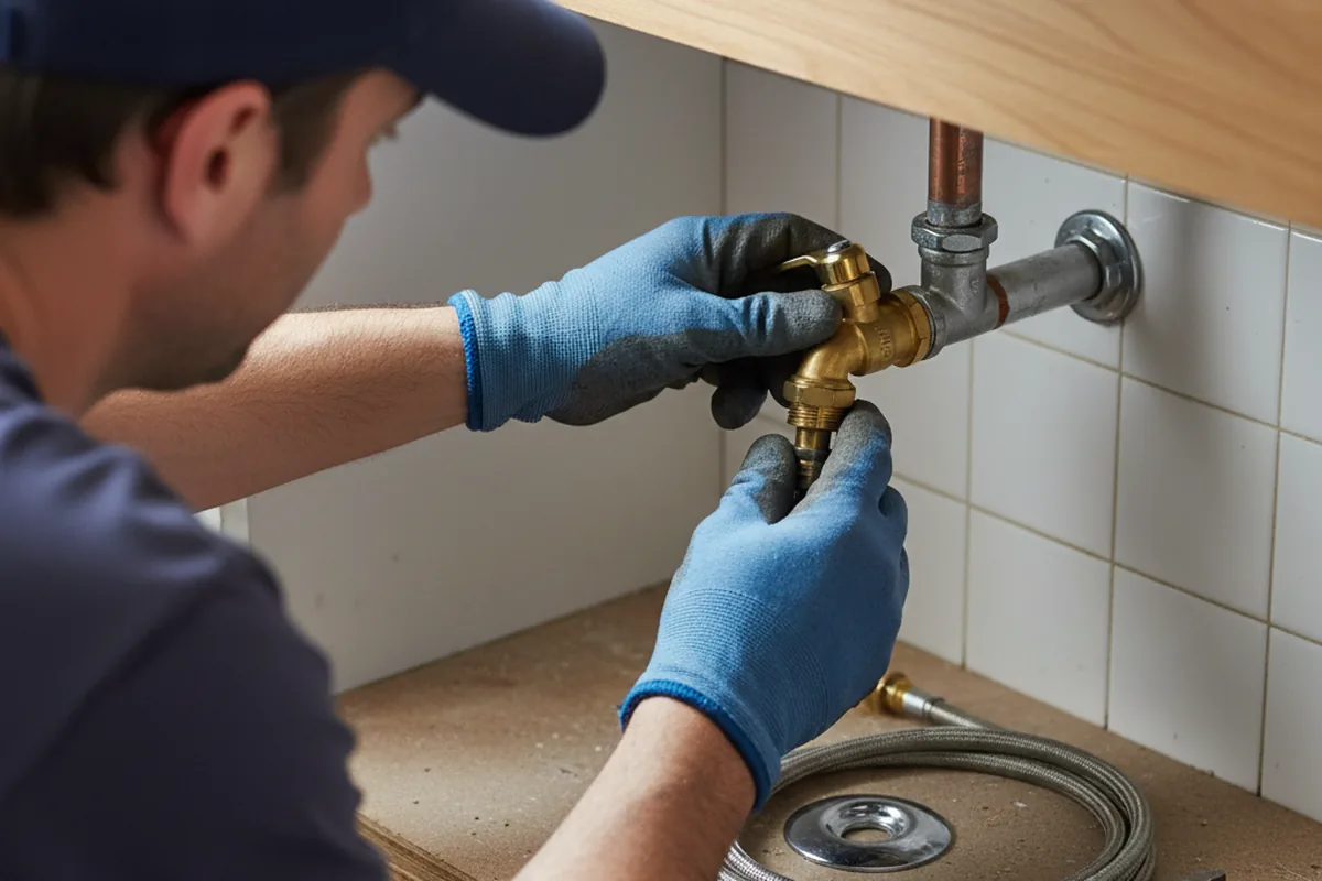 Shutoff valve and fitting work during Burst Pipe Repair in Belvidere